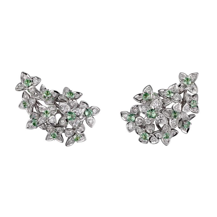 Cartier Magicien Mandragore diamond earrings with tsavorite garnets