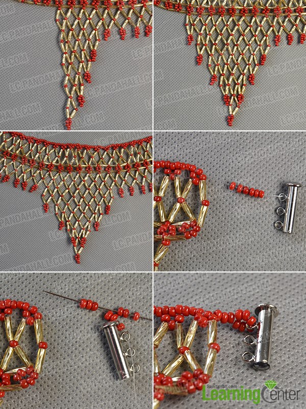 Step 10: Finish the main part of the beading necklace