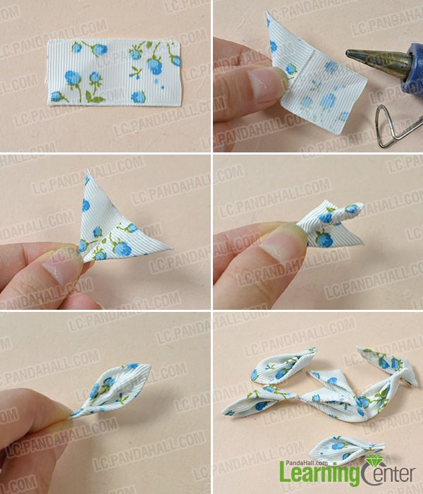 make a blue ribbon flower