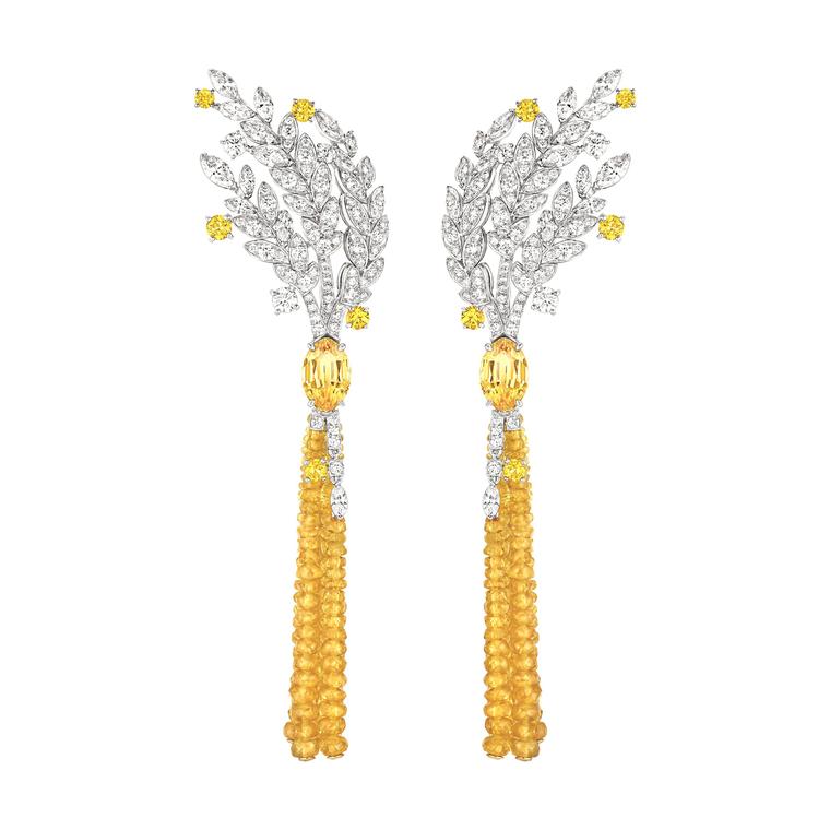 Chanel Moisson dOr yellow sapphire earrings
