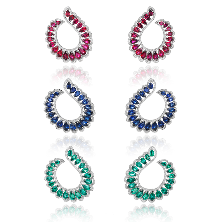 Chopard Precious earrings set with rubies, sapphires and emeralds