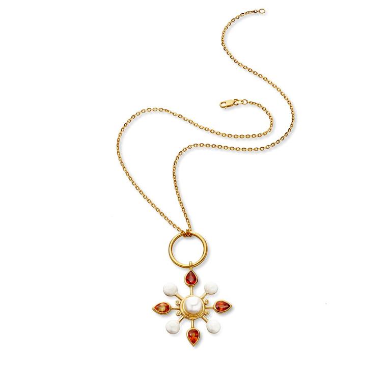 Stenmark pearl and orange sapphire pendant