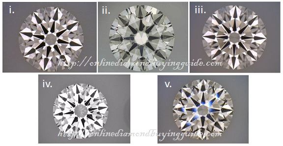 comparison of 5 gia ex ex ex diamonds