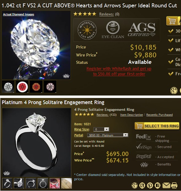 complete solitaire platinum diamond ring