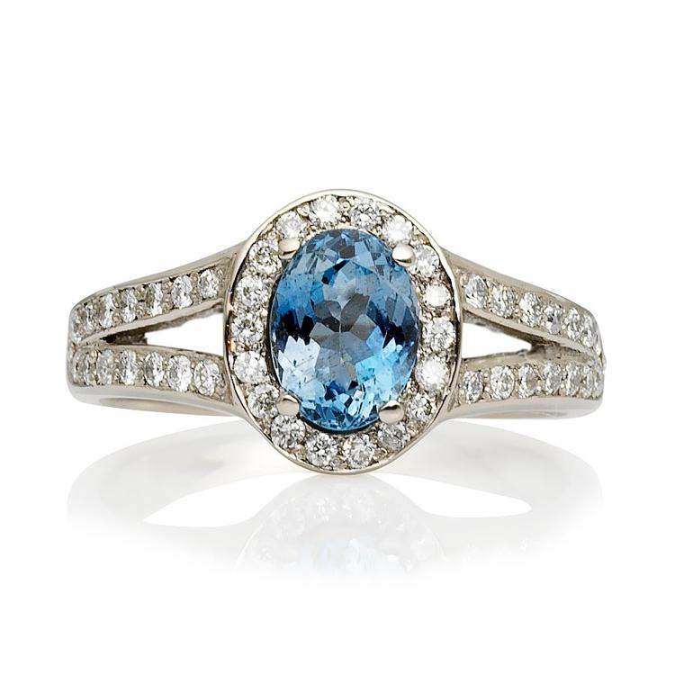 Cred Afro Cocktail aquamarine engagement ring with diamonds 