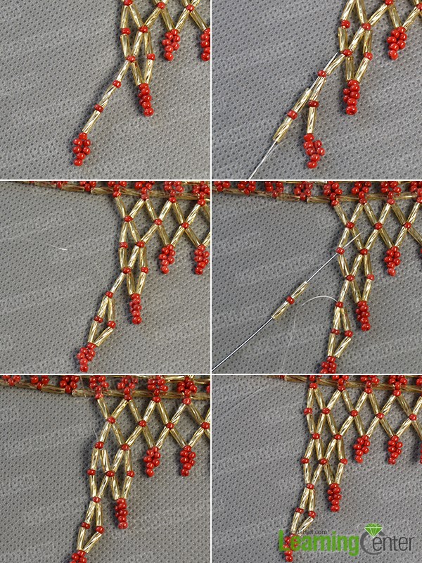 Step 9: Finish the half beading triangle on the right side