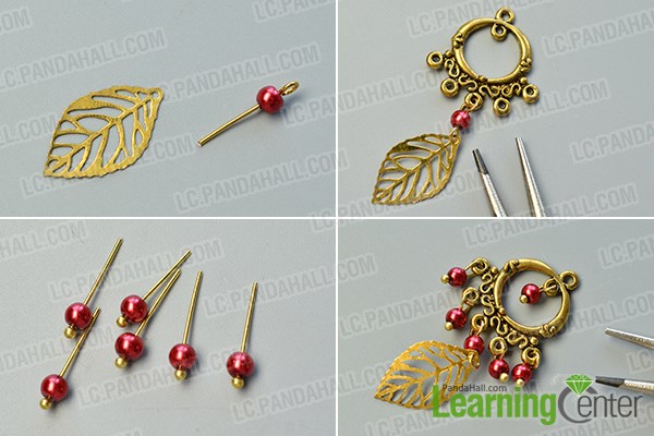 make the basic part of the chandelier leaf dangle earrings