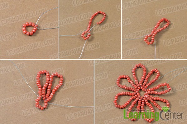 make a red seed bead flower