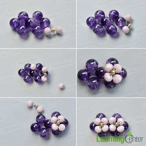 make the second part of the purple rhombus glass bead drop earrings