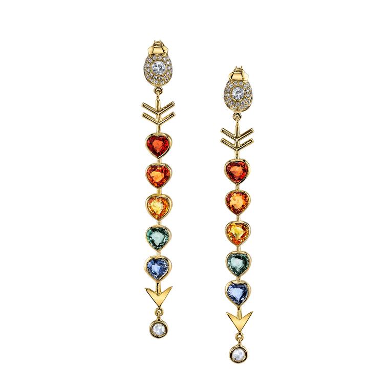 Daniela Villegs Love Arrow multicolor sapphire earrings