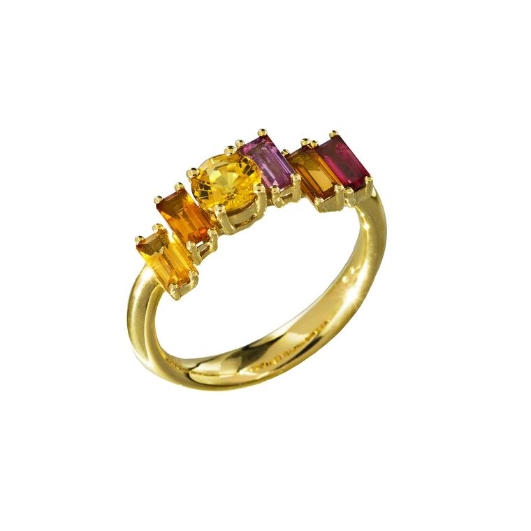 Daou Golden multicolour gemstone ring in yellow gold