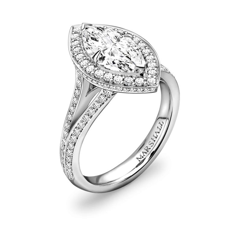 David Marshall marquise-cut diamond engagement ring