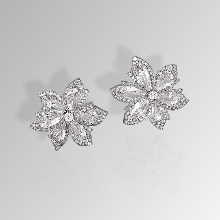David Morris diamond palm earrings