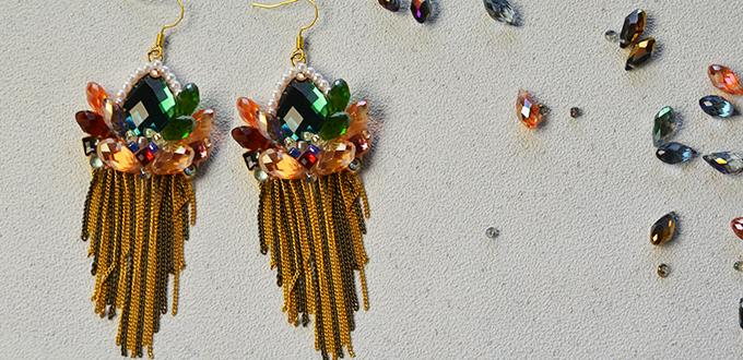 Pandahall Original Tutorial on How to Make Crystal Beaded Cluster Dangle Earrings with Chain
