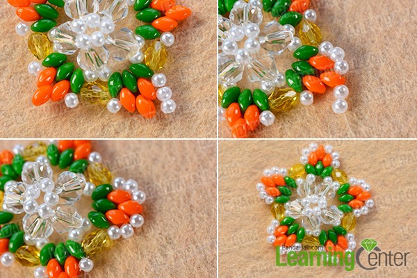 make the fourth part of the 2-hole seed bead and pearl star earrings