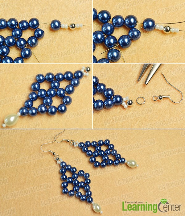 Finish the pearl bead earrings