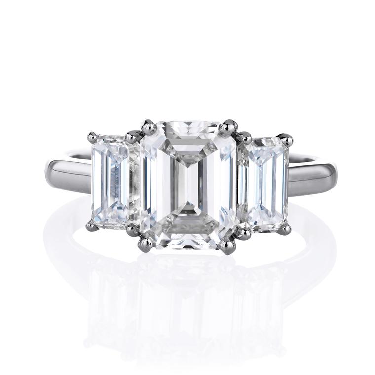 De Beers DB Classic emerald cut diamond engagement ring