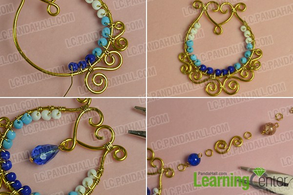 make the fourth part of the golden wire wrapped pendant necklace