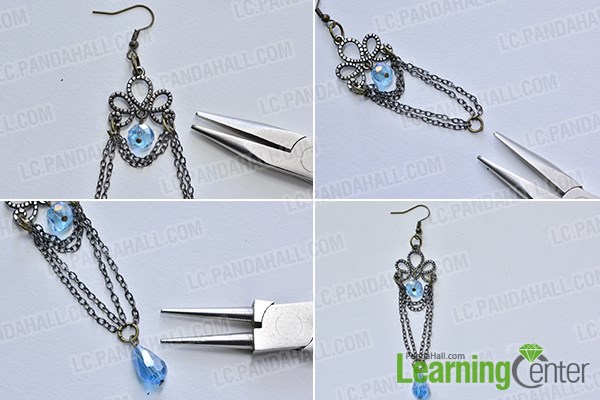 Finish the glass beads chandelier earrings