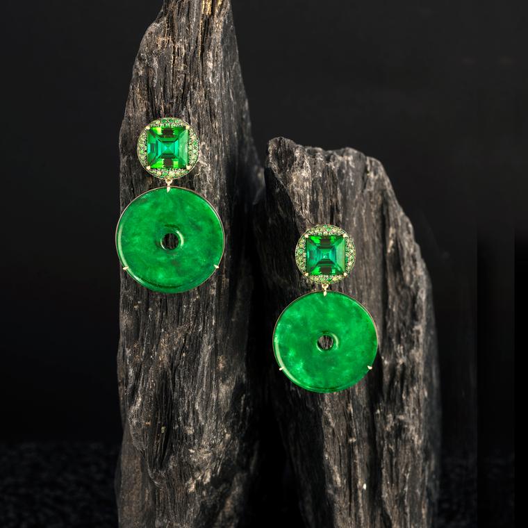 Doris Hangartner star jade earrings