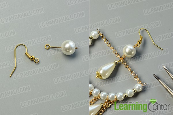Complete the beaded chandelier earrings