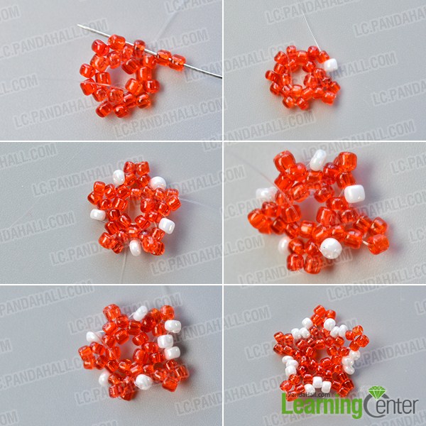 make the second part of the red seed beaded stitch starfish earrings
