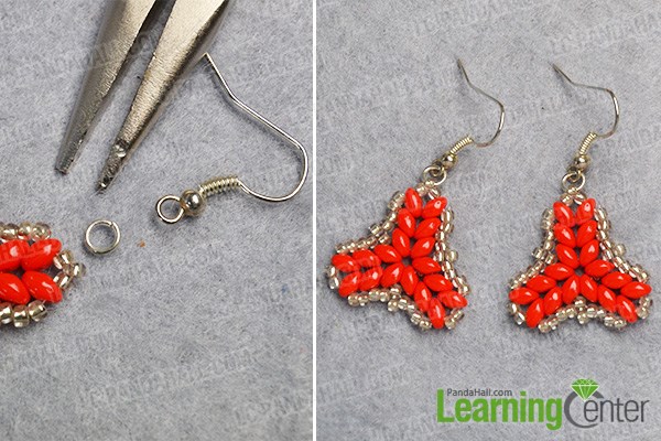 Finish the 2-hole seed beads earrings