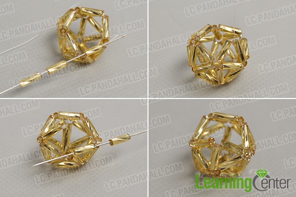 Make more triangle shapes to finish the beaded ball pendant