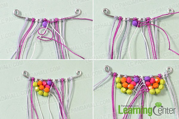 make the first part of the colored cord braided bead pendant