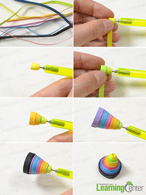 Roll the cone colorful quilling paper pattern