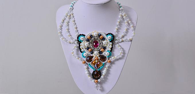 How to Make a Handmade Embroidery Pearl Bead Statement Necklace at Home