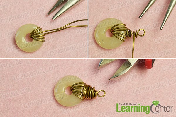 Make a wire wrapped dangle with donut pendant