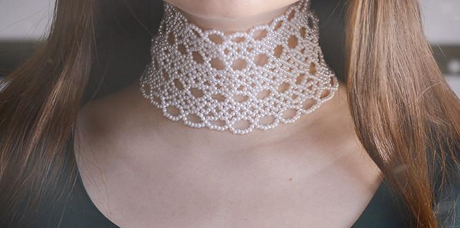 Detailed Pandahall Tutorial on How to Make a White Pearl Beaded Collar Necklace