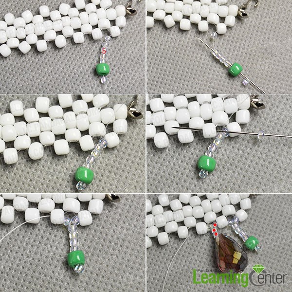 Start making the beaded tassels of the necklace