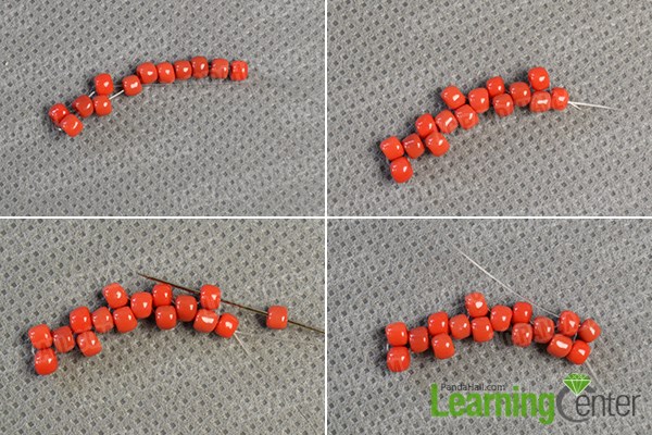 Step 2: Slide red seed beads 