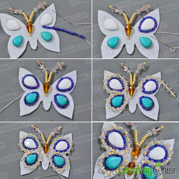 Add more beads to the felt butterfly