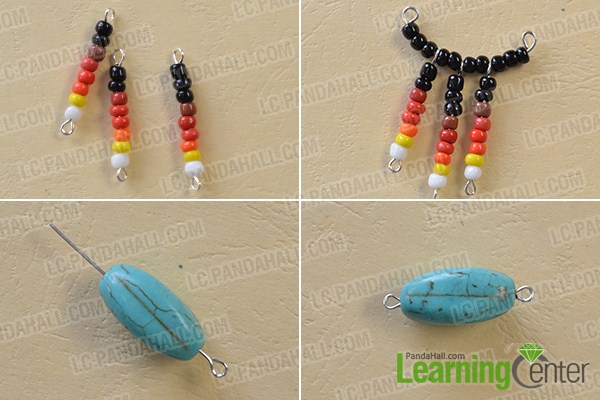 make the third part of the black seed bead hoop earrings
