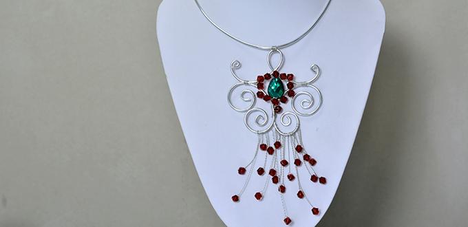 How to Make a Silver Aluminum Wire Wrapped Pendant Necklace with Glass Beads