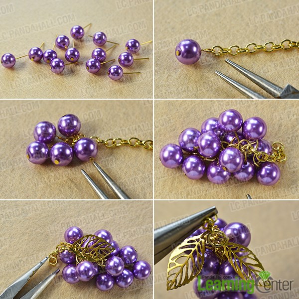 Make a grape pendant with pearl bead and iron findings