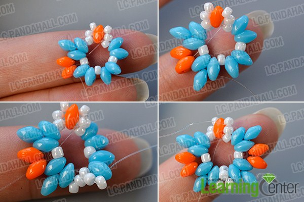 make the second part of the 2-hole seed bead butterfly earrings