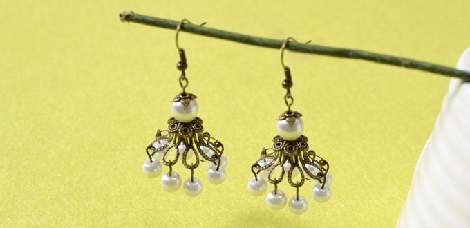 How to Make a Pair of Easy Vintage and White Pearl Bead Drop Earrings