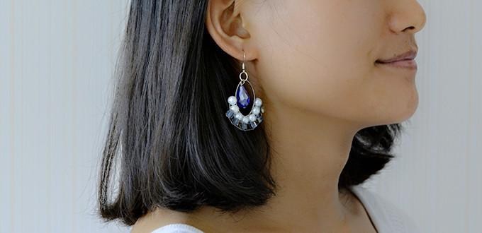 How to Make a Pair of Simple Blue Crystal Hoop Drop Earrings for Summer
