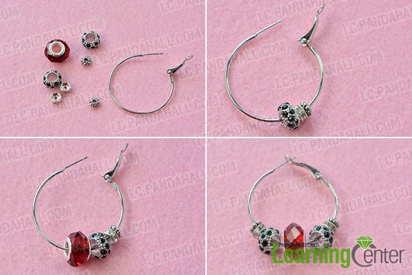 Easy steps on making the glass and European bead Pandora earrings: 