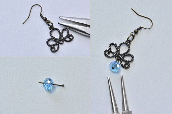 Make the basic part of the glass beads chandelier earrings