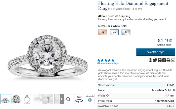 floating halo diamond engagement ring