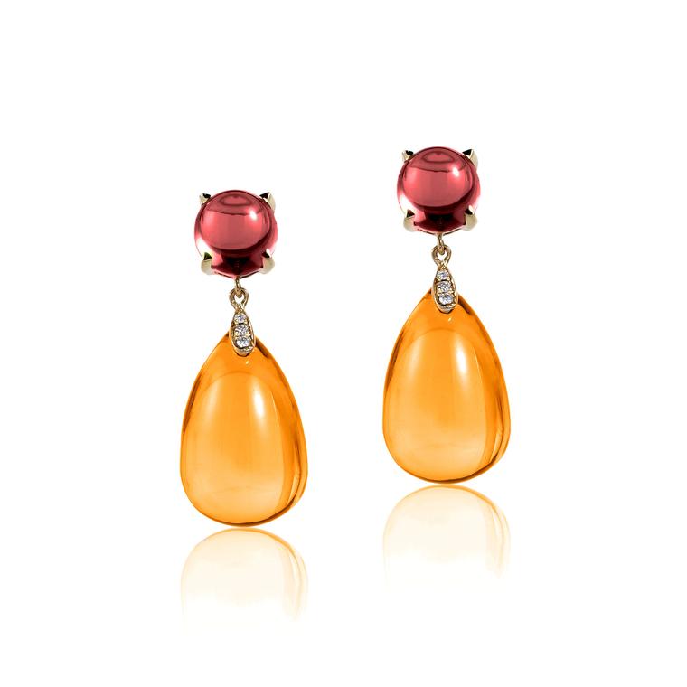 Goshwara citrine and garnet earrings