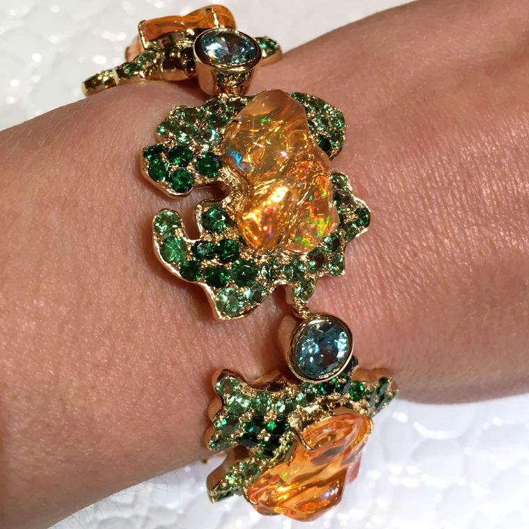 Paula Crevoshay Queen of Tiye Mexican fire opal bracelet