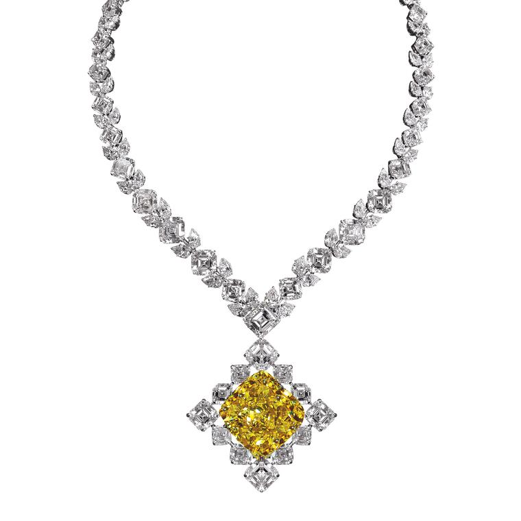 Jacob & Co 100ct Fancy Intense yellow diamond necklace