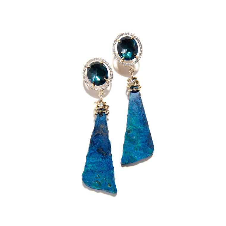 Jordan Alexander blue topaz and azurite earrings