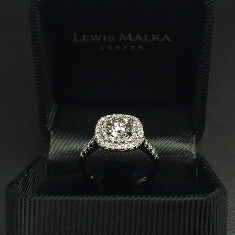 Lewis Malka diamond halo engagement ring